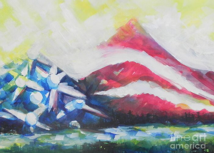 Watercolor Painting Greeting Card featuring the painting Mountains of Freedom Two by Chrisann Ellis
