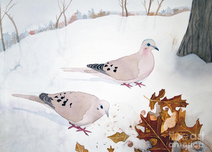Mourning Doves Greeting Card featuring the painting Mourning Doves by Laurel Best