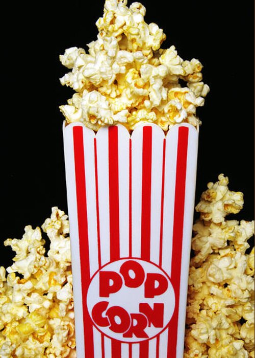 Popcorn Art Greeting Card featuring the photograph Movie Night Pop Corn by Andee Design