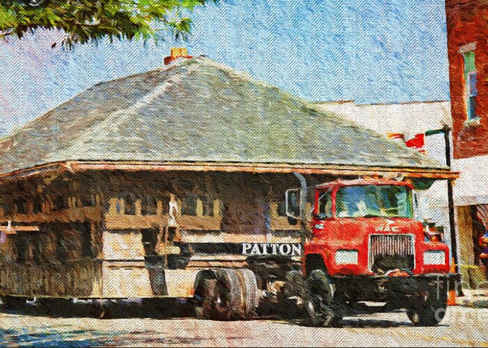 Andee Design Depot Greeting Card featuring the photograph Moving The Blue Springs Train Depot Painterly by Andee Design
