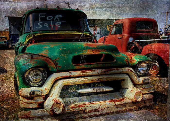 Truck Greeting Card featuring the photograph Mr Green 4 Sale by Toni Hopper