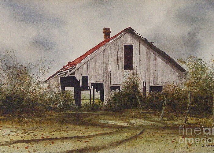 Old Barns Greeting Card featuring the painting Mr. Munker's Old Barn by Charles Fennen