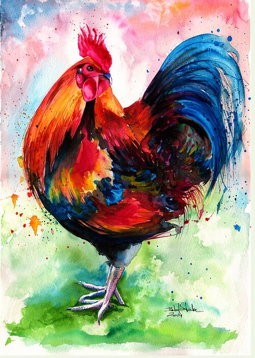Painting Greeting Card featuring the painting Mr. Rooster by Isabel Salvador