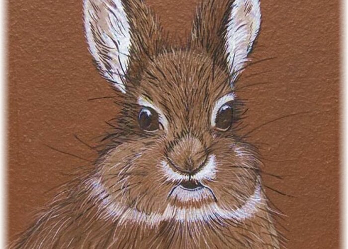 Bunny Greeting Card featuring the painting Mrs. Butterfield by Jennifer Lake