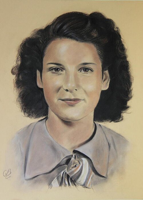 Pastel Portrait Greeting Card featuring the painting Mrs Crye by Glenn Beasley