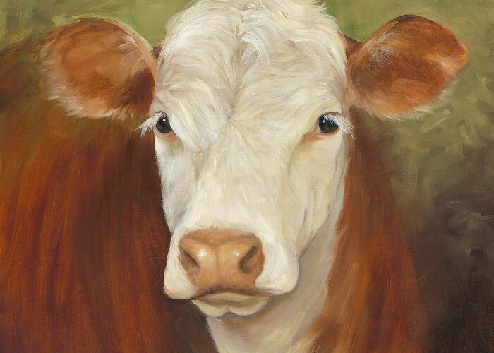 Hereford Cow Greeting Card featuring the painting Ms Sophie - Cow Painting by Cheri Wollenberg
