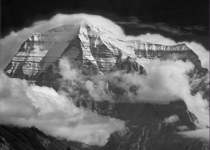 Mt. Robson Greeting Card featuring the photograph 102496-Mt. Robson Wreathed in Clouds by Ed Cooper Photography