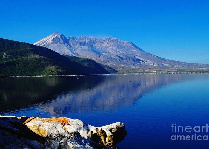 Mountains Greeting Card featuring the photograph Mt St Helens Reflecting Into Spirit Lake  by Jeff Swan