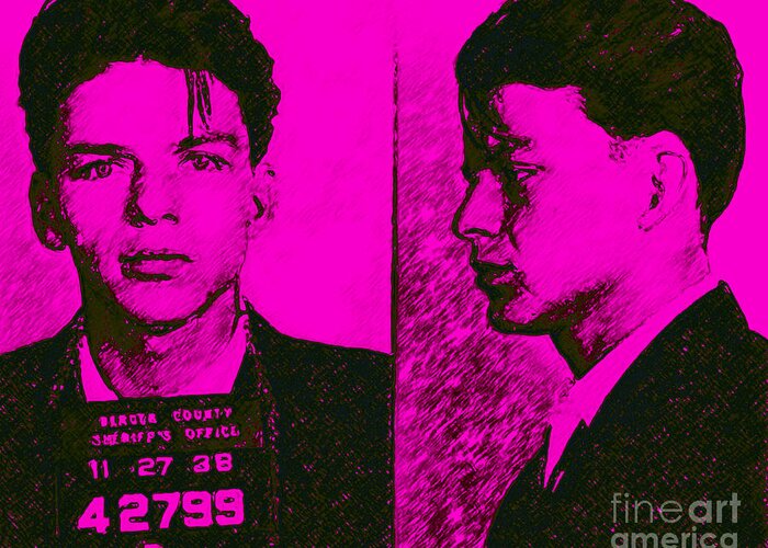 Frank Greeting Card featuring the photograph Mugshot Frank Sinatra v2m80 by Wingsdomain Art and Photography