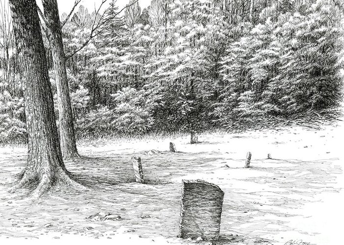 Smoky Mountain National Park Greeting Card featuring the drawing Mullin's Cemetery by Bob George