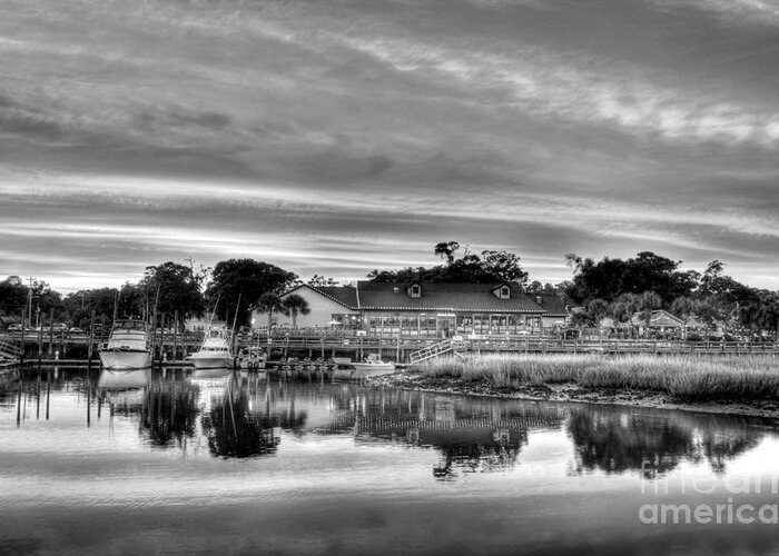 South Carolina Greeting Card featuring the photograph Murrells Inlet Sunset 3 BW by Mel Steinhauer