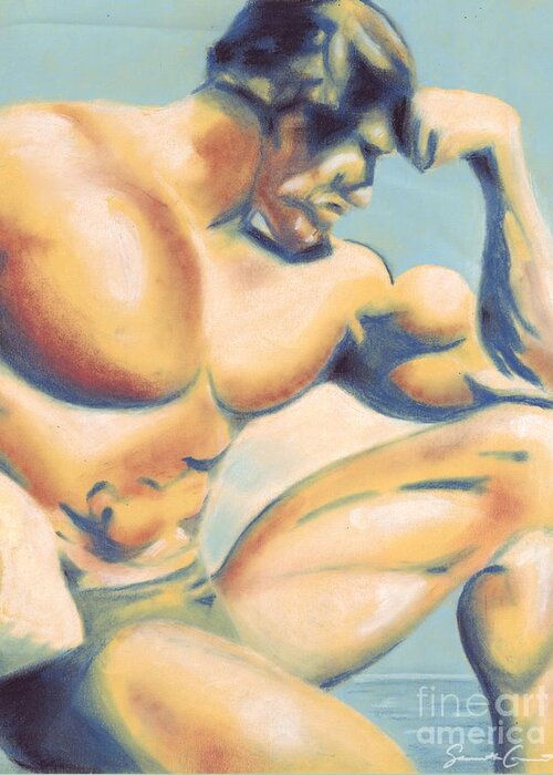 Muscle Greeting Card featuring the pastel Muscle Beach by Samantha Geernaert