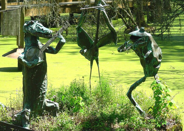 Sculptures Greeting Card featuring the digital art Music in the Park by Jean Wolfrum