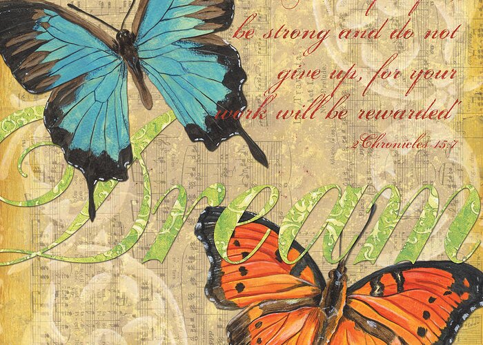Butterflies Greeting Card featuring the painting Musical Butterflies 1 by Debbie DeWitt