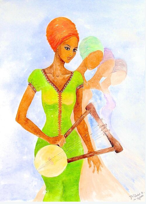 Mahlet Greeting Card featuring the painting Musician by Mahlet