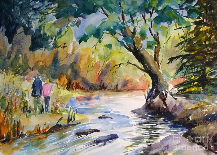 Abstract Paintings Greeting Card featuring the painting Muskoka Stroll by John Nussbaum