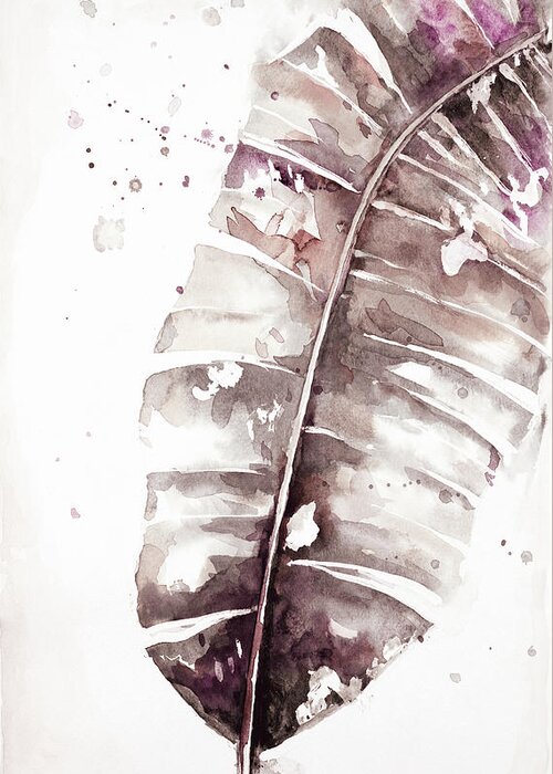 Muted Greeting Card featuring the painting Muted Watercolor Plantain Leaves II by Patricia Pinto