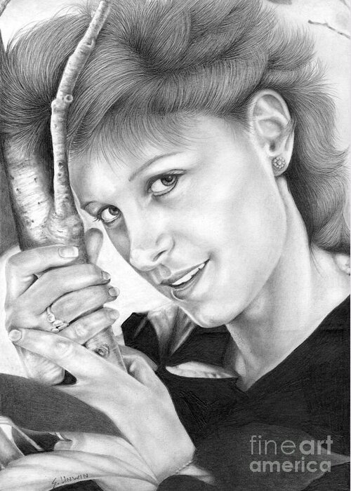 Portrait Greeting Card featuring the drawing My Bestest Friend Evah by Sheryl Unwin