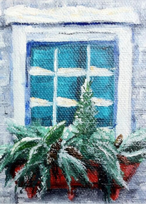 Christmas Window Greeting Card featuring the painting My Christmas Window by Deborah Naves