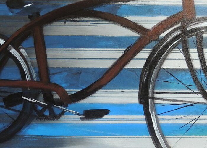 Bicycle Greeting Card featuring the painting My Cruiser by Vivian Mora