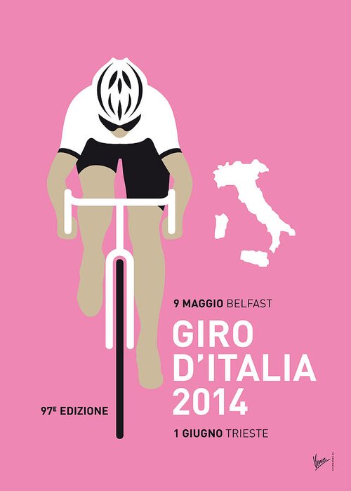Minimal Greeting Card featuring the digital art My Giro D Italia Minimal Poster 2014 by Chungkong Art