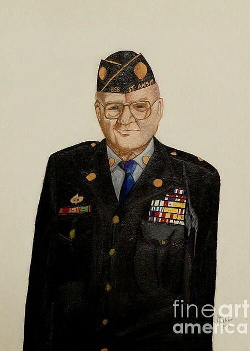 War Hero Greeting Card featuring the drawing My Grandfather Galen Kittleson by Jon Kittleson