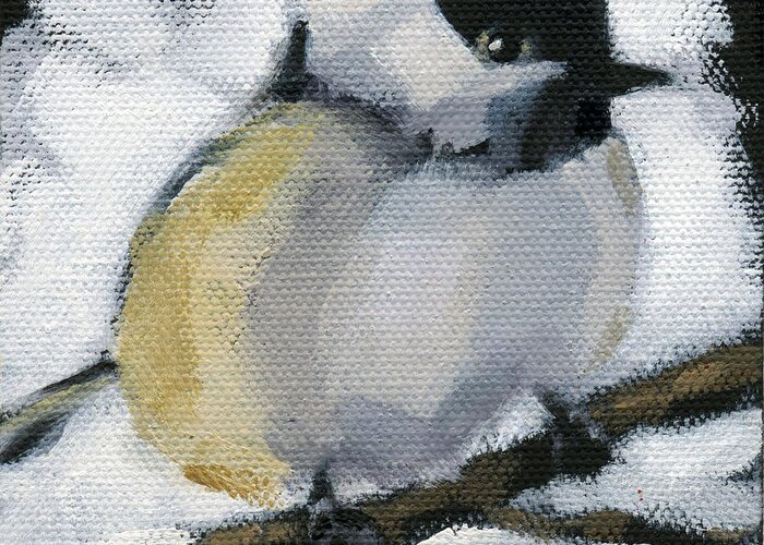 Birds Greeting Card featuring the painting My Little Chickadee by Nancy Parsons