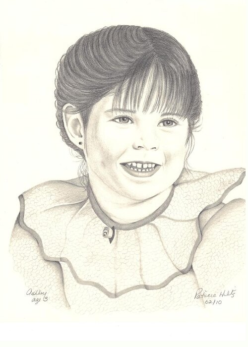 Little Girl Greeting Card featuring the drawing My little Girl by Patricia Hiltz