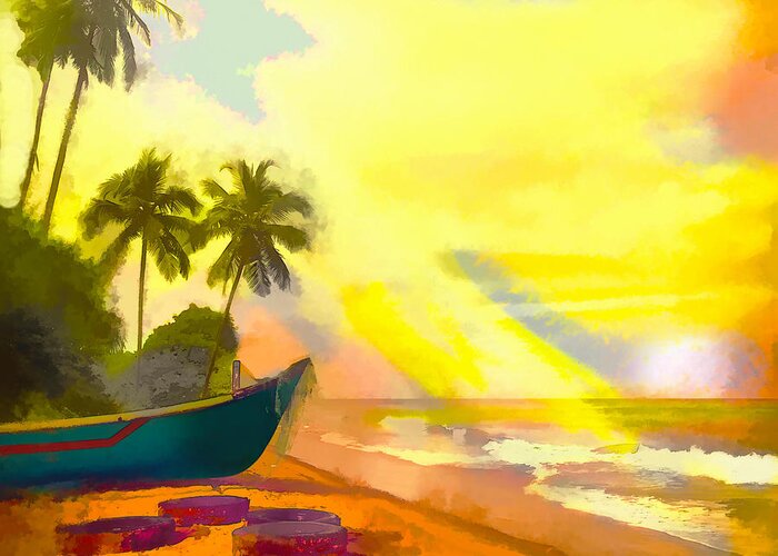 Beach Art Paintings Greeting Card featuring the painting My Special Island by Ted Azriel