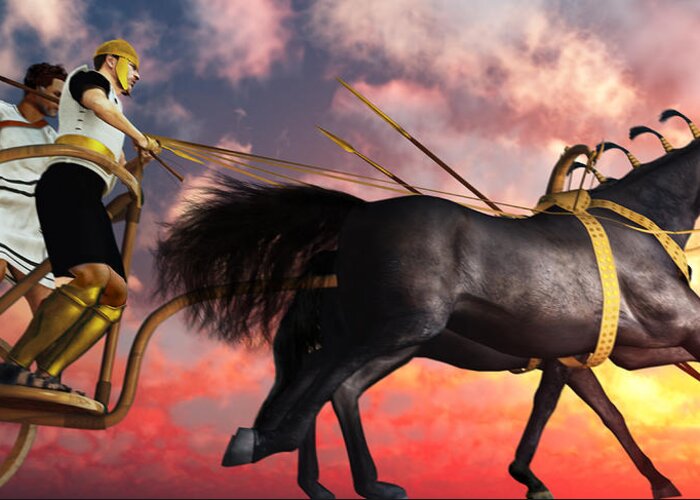 Landscape Greeting Card featuring the digital art Mycenaean Assault With Rail Chariot by Leone M Jennarelli