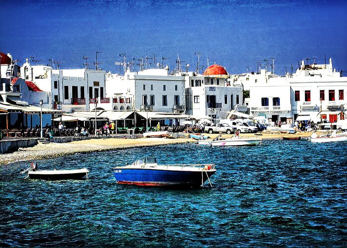 Greece Greeting Card featuring the photograph Mykonos Harbor by Mitchell R Grosky