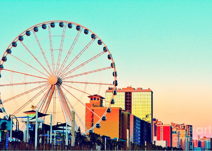 Myrtle Beach Greeting Card featuring the photograph Myrtle Beach SkyWheel by Kelly Nowak