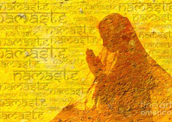 Indian Girl Greeting Card featuring the digital art Namaste by Tim Gainey