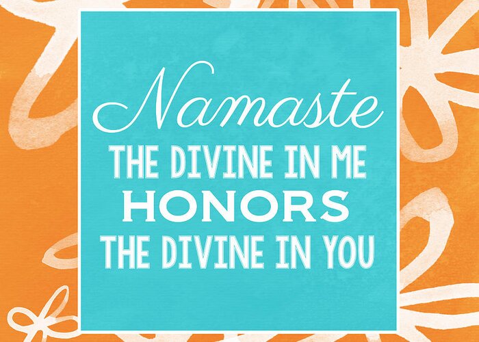 Namaste Greeting Card featuring the painting Namaste Watercolor Flowers by Linda Woods