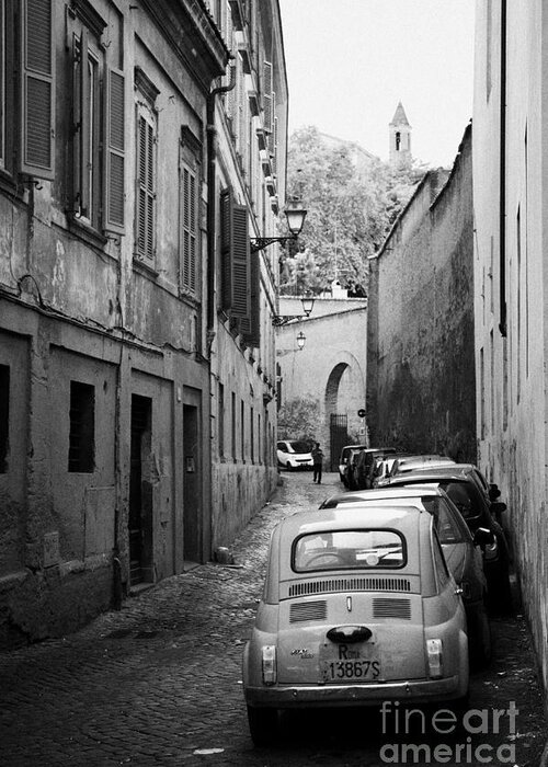 Rome Greeting Card featuring the photograph Narrow street in Trastavere Rome Lazio Italy by Joe Fox