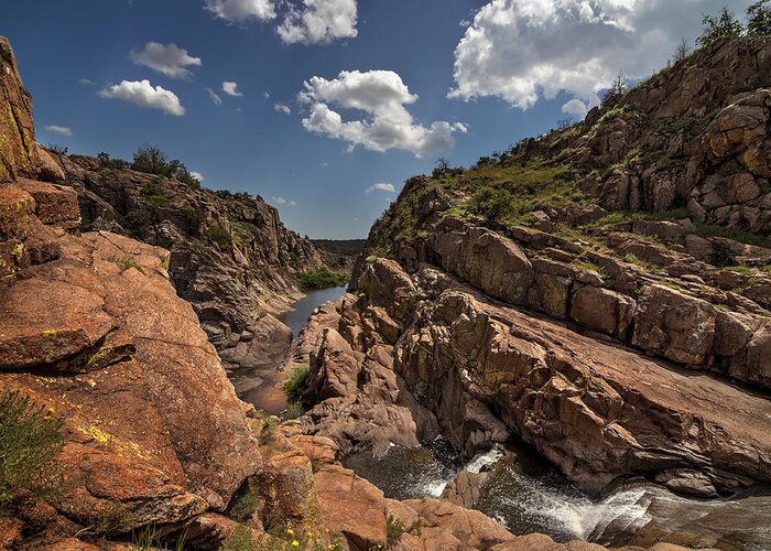 Wichita Mountains Greeting Card featuring the photograph Narrows Canyon in the Wichita Mountains by Todd Aaron