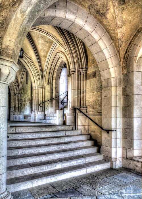 National Cathedral Greeting Card featuring the photograph National Cathedral passage by Izet Kapetanovic