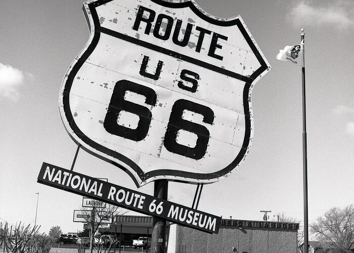 Larson Greeting Card featuring the photograph National Route 66 Museum by Greg Larson