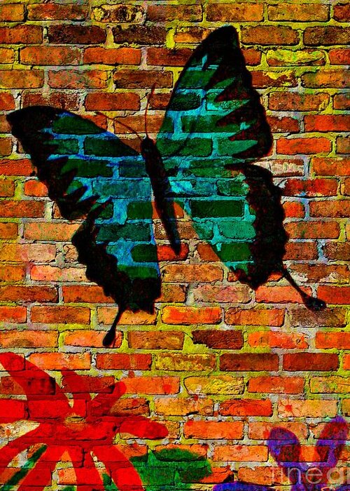 Butterfly. Flowers Greeting Card featuring the mixed media Nature On The Wall by Leanne Seymour