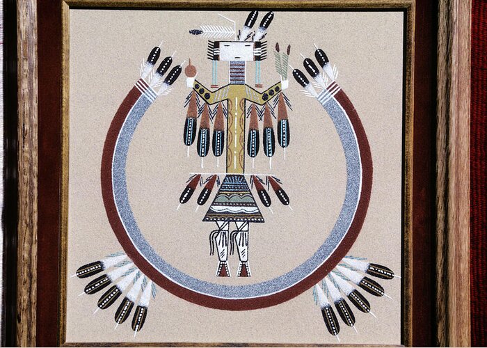 Horizontal Greeting Card featuring the painting Navajo Sand Painting by Vintage Images