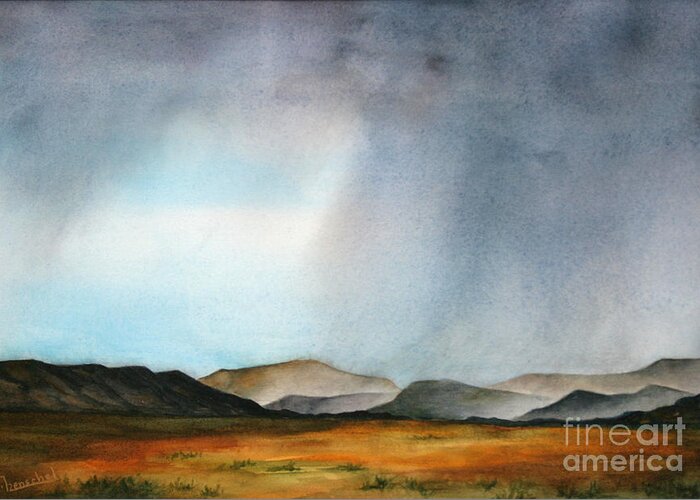 Painting Greeting Card featuring the painting Navajo Storm by Glenyse Henschel