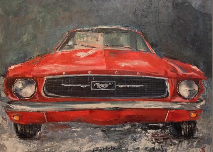 Ford Mustang Greeting Card featuring the painting Need for Speed by Lindsay Frost