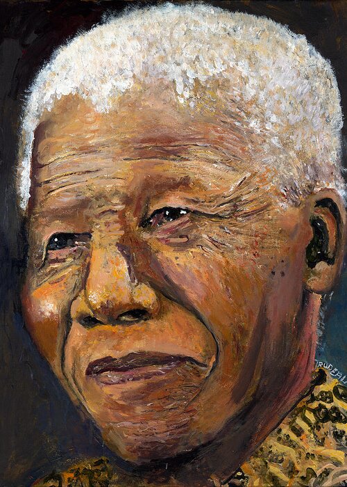 Portrait Of Famous Historical Image Greeting Card featuring the painting Nelson Mandela by Patricia Trudeau