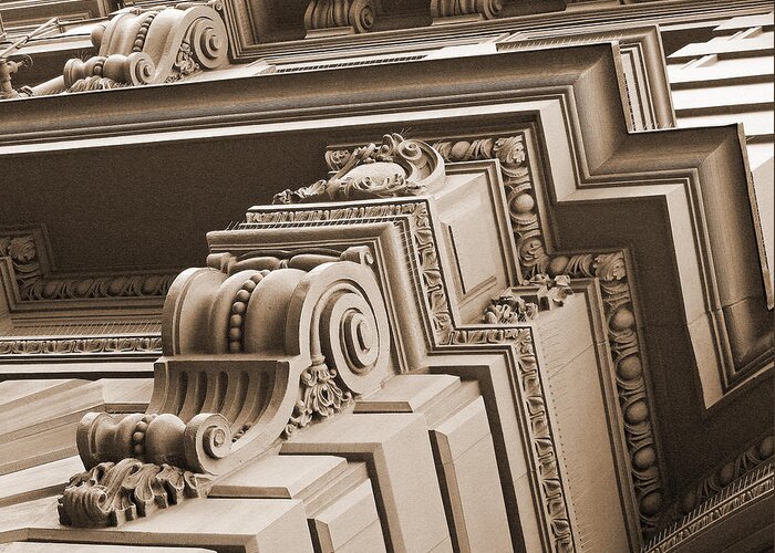Sepia Greeting Card featuring the photograph Neo-Classical Architecture by Connie Fox