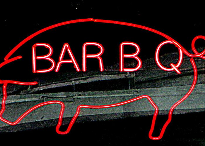 Neon Greeting Card featuring the photograph Neon Pig by Randall Weidner