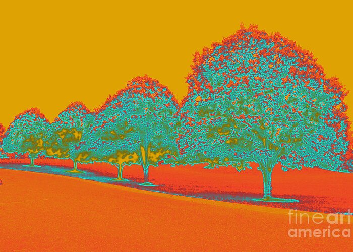 Outdoor Greeting Card featuring the digital art Neon Trees in the Fall by Karen Adams