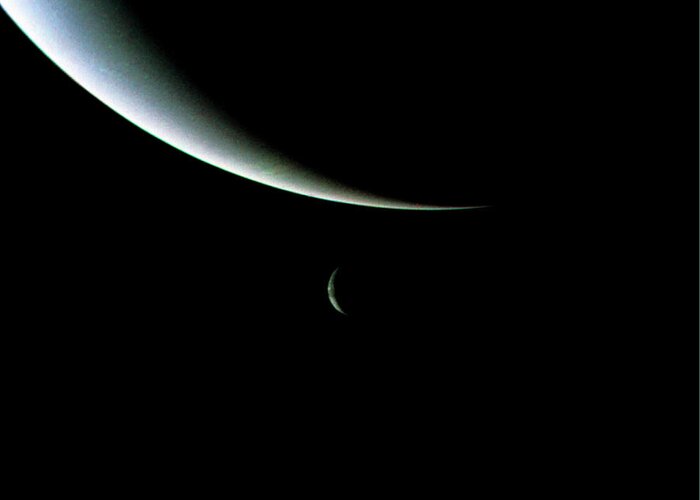 Neptune Greeting Card featuring the photograph Neptune And Triton by Nasa/science Photo Library