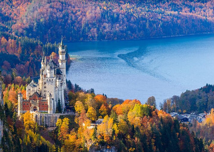 Germany Greeting Card featuring the photograph Neuschwanstein and Hohenschwangau Castle in Autumn Colours by Henk Meijer Photography