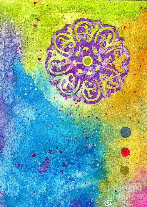 Mixed Media Greeting Card featuring the painting New Age #7 by Desiree Paquette