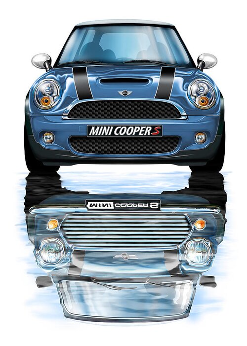 Bmw Greeting Card featuring the digital art New BMW Mini Cooper S Blue by David Kyte
